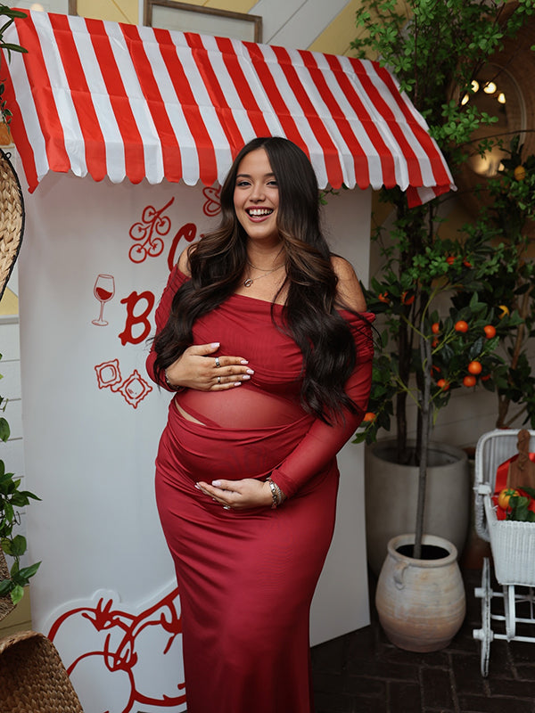 Beaumama robes longue grossesse chic cocktail épaule dénudée tulle épissage moulante femme enceinte