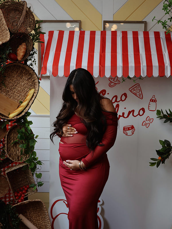 Beaumama robes longue grossesse chic cocktail épaule dénudée tulle épissage moulante femme enceinte