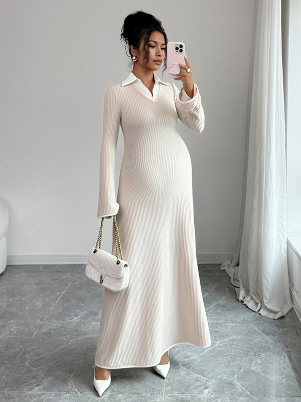 Beaumama robe longue grossesse chic casual trapèze épissage femme enceinte