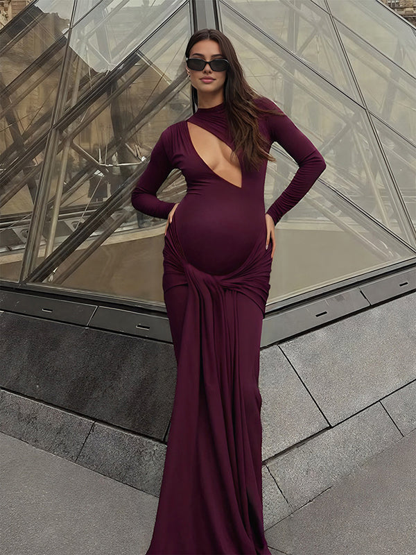 Beaumama robe longue grossesse chic cocktail nœud fluide découpe moulante femme enceinte