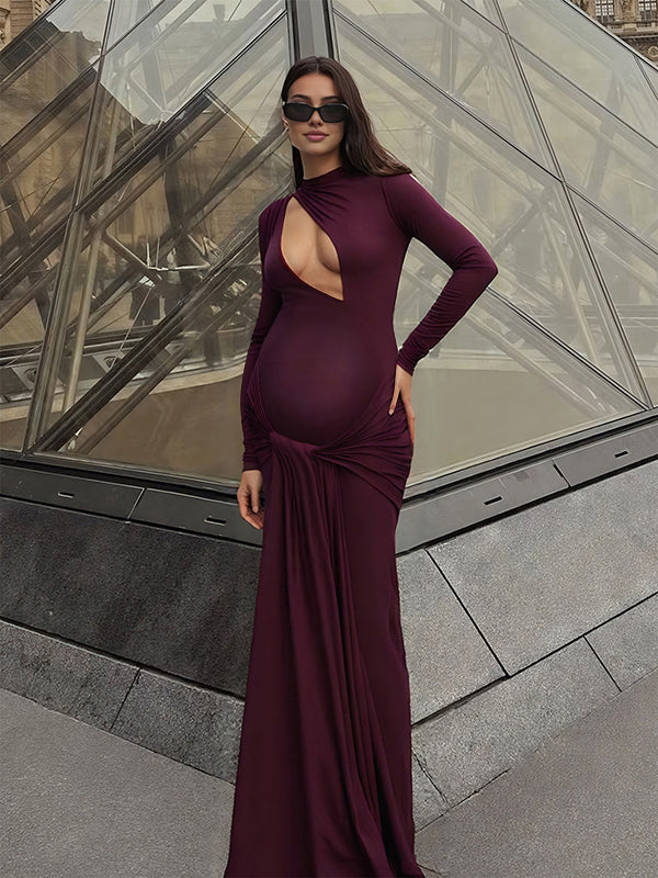 Beaumama robe longue grossesse chic cocktail nœud fluide découpe moulante femme enceinte