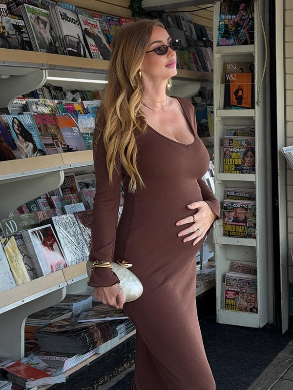 Beaumama robe longue grossesse casual simple moulante femme enceinte