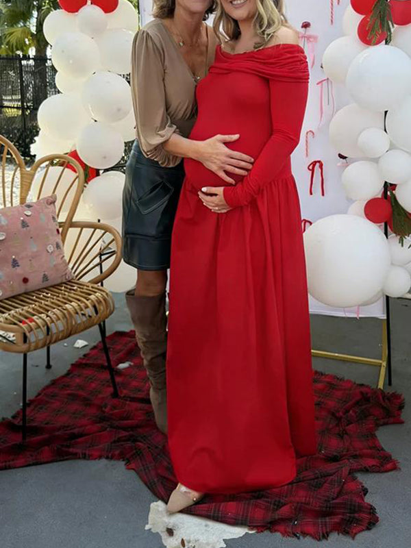 Beaumama robe longue grossesse chic cérémonie épaule dénudée fluide femme enceinte