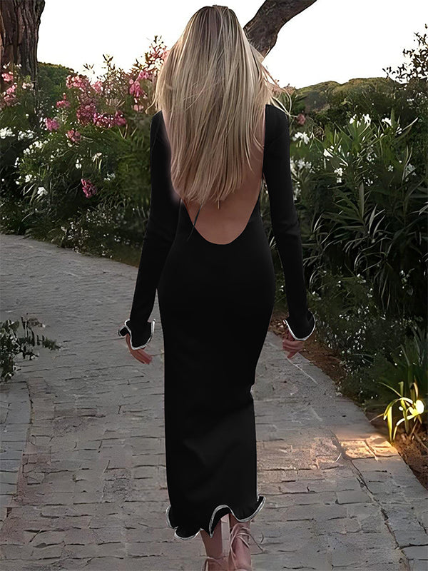 Beaumama robes longue grossesse manches trompette peplum dos nu femme enceinte