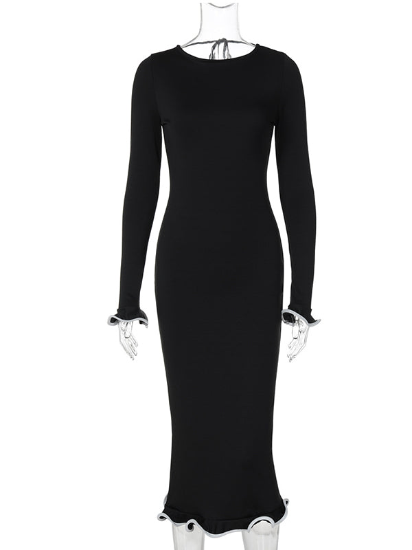 Beaumama robes longue grossesse manches trompette peplum dos nu femme enceinte