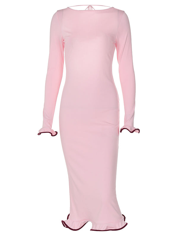 Beaumama robes longue grossesse manches trompette peplum dos nu femme enceinte