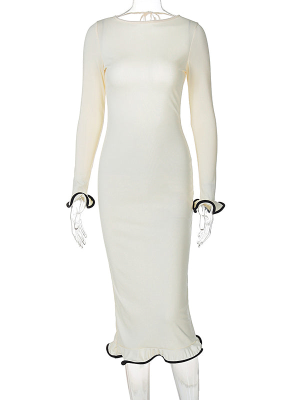 Beaumama robes longue grossesse manches trompette peplum dos nu femme enceinte