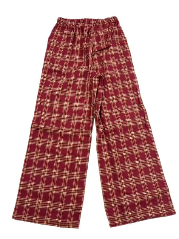 Beaumama pantalon ample palazzo grossesse casual confortable ecossais couleur bloc taille élastique femme enceinte