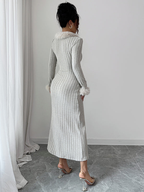 Beaumama robes longue grossesse élégant chic épissage plume poilu rayé femme enceinte