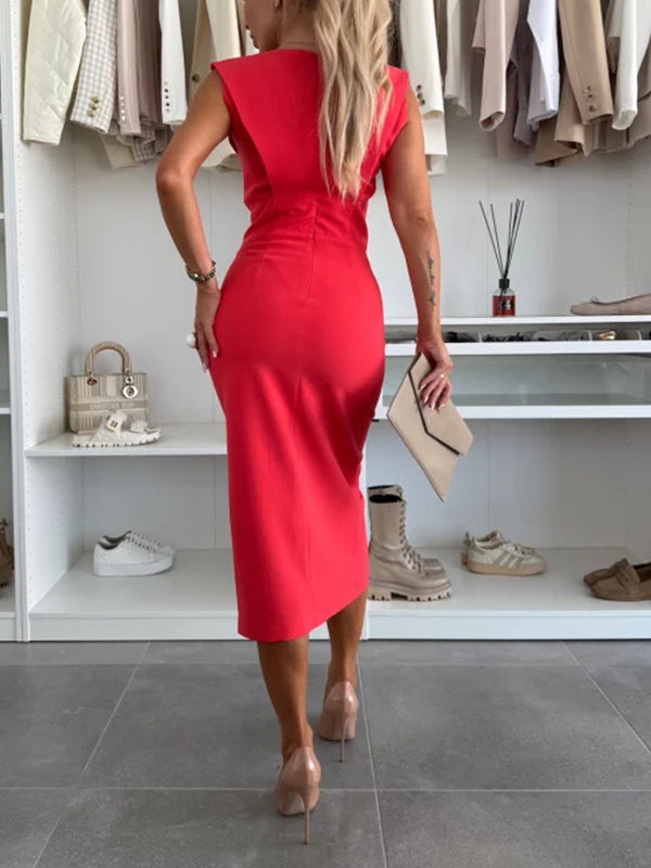 Beaumama robes mi-longue grossesse élégant chic moulante fendu le côté travail femme enceinte
