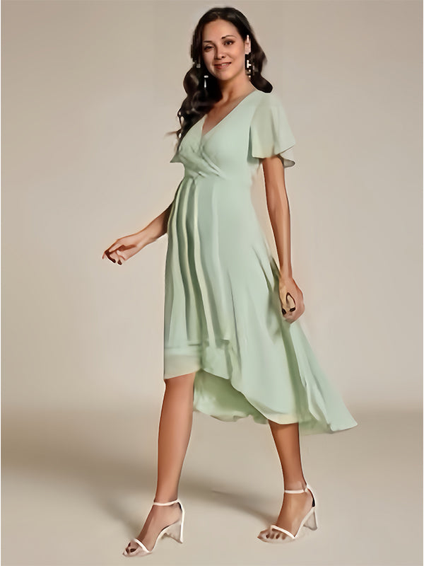 Robes mi-longue de grossesse volants-Vert