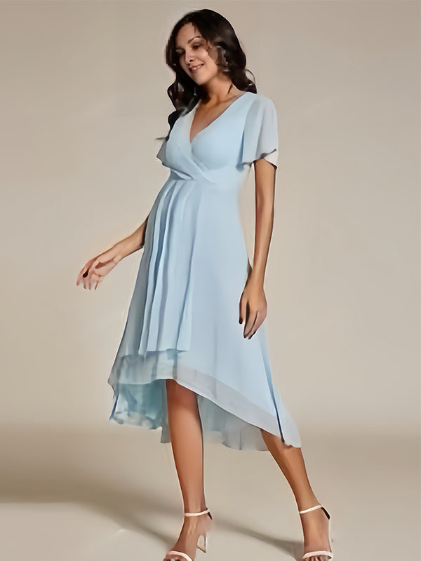 Robes mi-longue de grossesse volants-Bleu