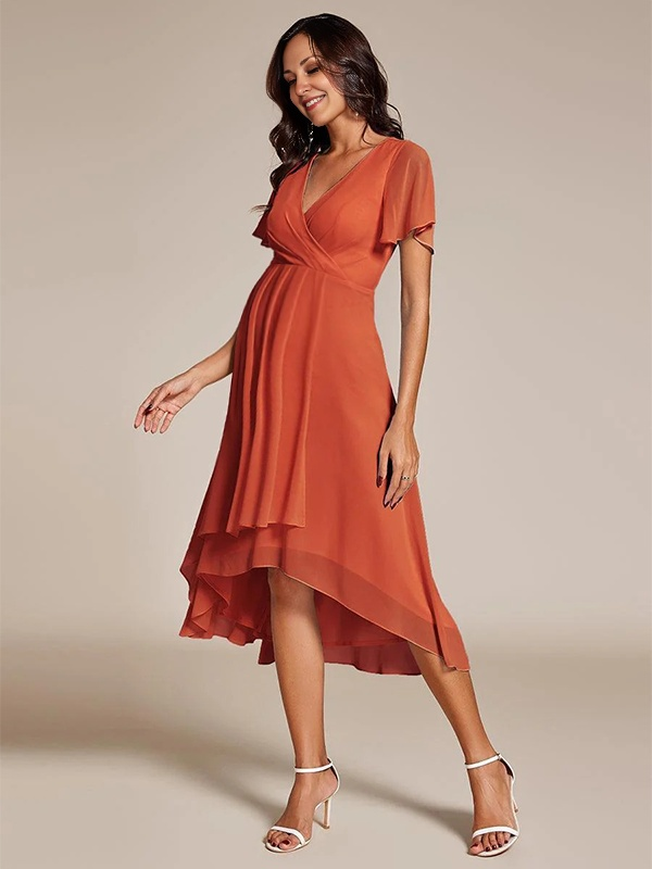 Beaumama robe mi-longue de grossesse volants mousseline basique femme enceinte