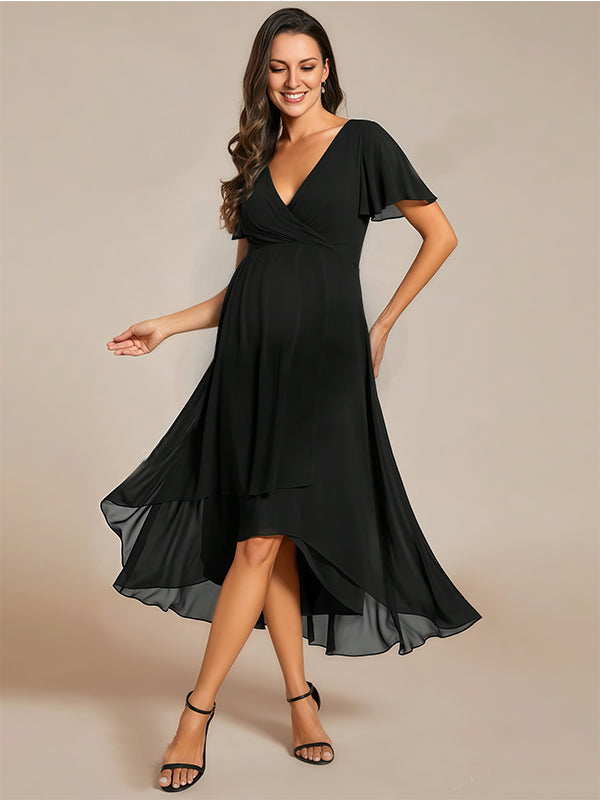Robes mi-longue de grossesse volants-Noir