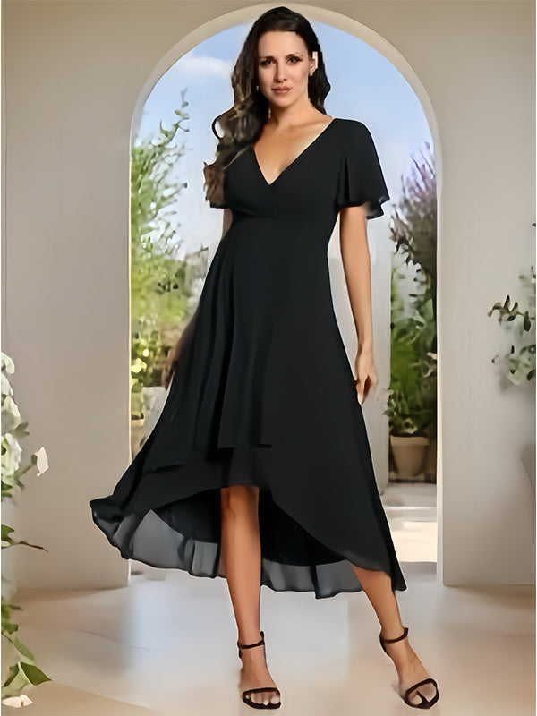 Robes mi-longue de grossesse volants-Noir