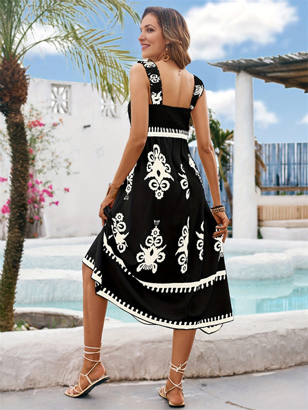 Robes mi-longue grossesse imprimé fleurie strap noir