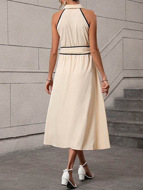 Robes mi-longue grossesse boutonnage ceinture  abricot