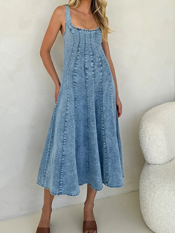Robe mi-longue grossesse zippé bleu