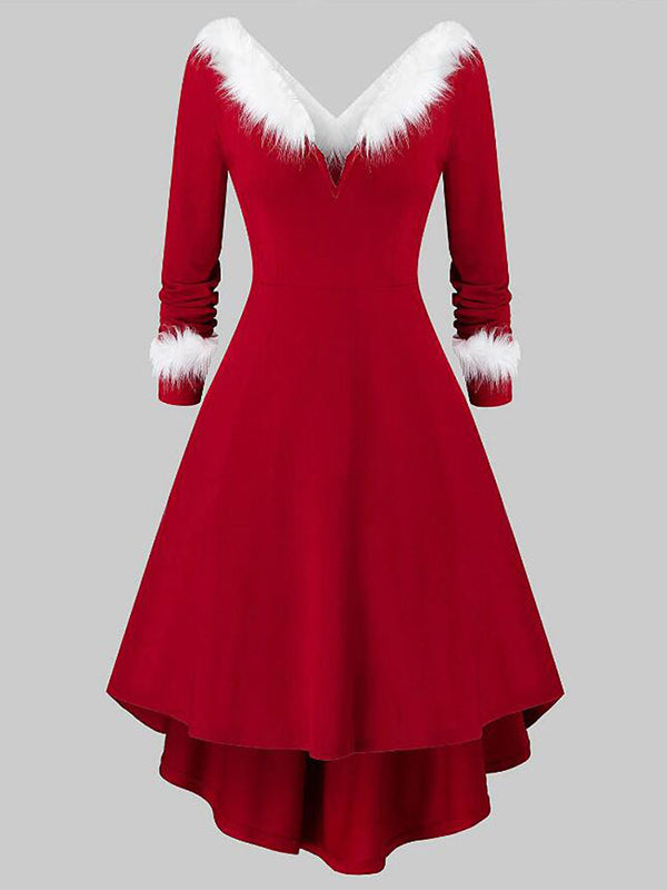 Beaumama robe mi-longue grossesse noël chic ecossais poilu court devant longue derriere femme enceinte