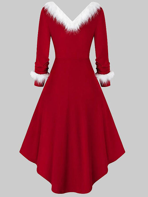 Beaumama robe mi-longue grossesse noël chic ecossais poilu court devant longue derriere femme enceinte