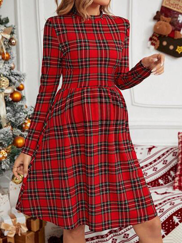 Beaumama robe mi-longue grossesse noël chic ecossais trapèze femme enceinte