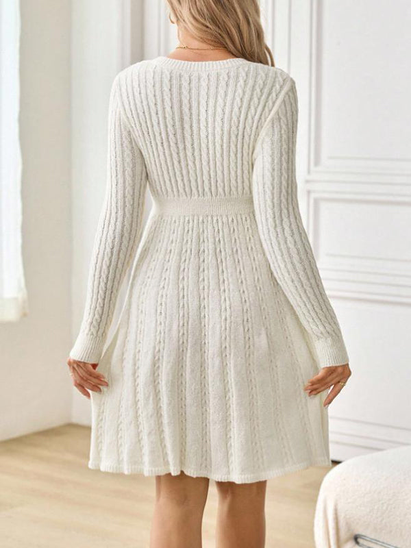 Beaumama robe pulls mi-longue grossesse élégant chic nœud papillon tricot torsadé trapèze femme enceinte