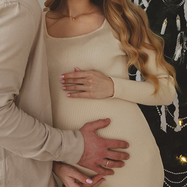 Beaumama robes mi-longue grossesse chic casual moulante fendu le côté femme enceinte