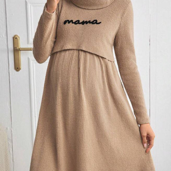 Beaumama robe allaitement mi-longue grossesse casual lettres trapèze femme enceinte