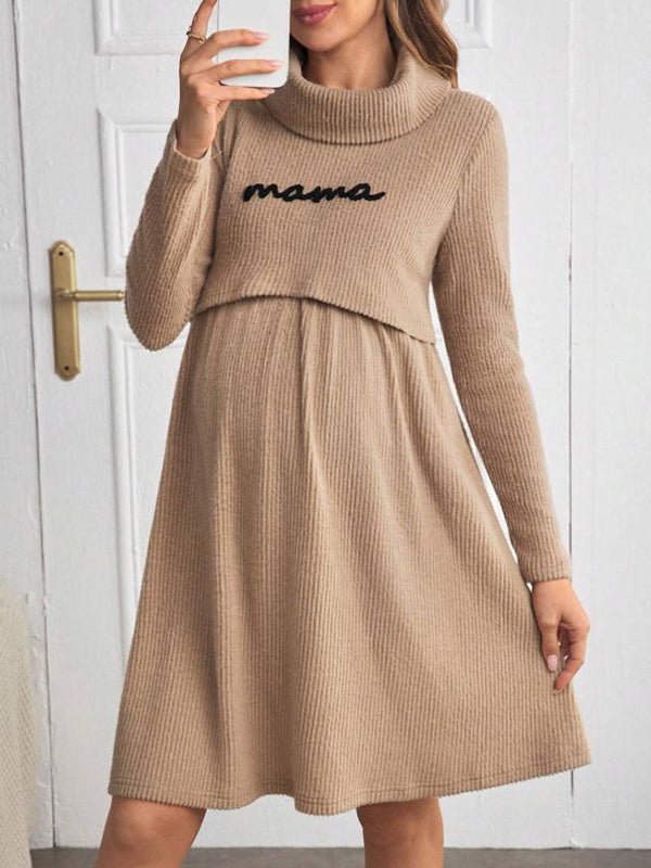 Beaumama robe allaitement mi-longue grossesse casual lettres trapèze femme enceinte