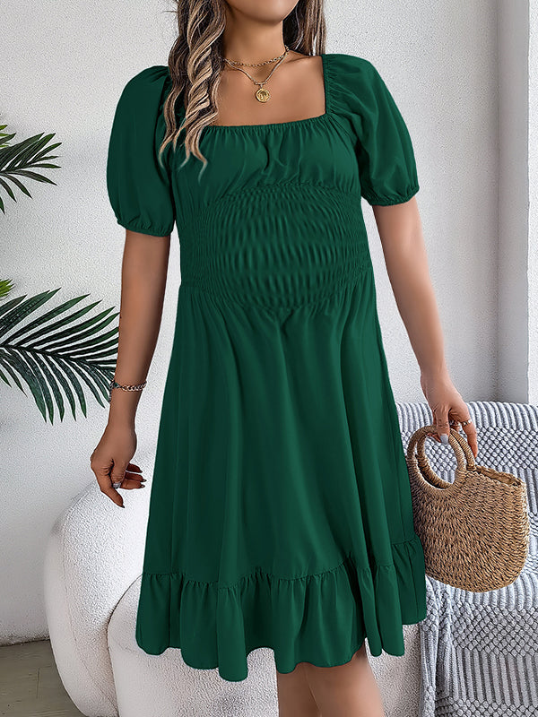 Robes mi-longue grossesse volants vert