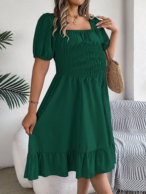 Robes mi-longue grossesse volants vert