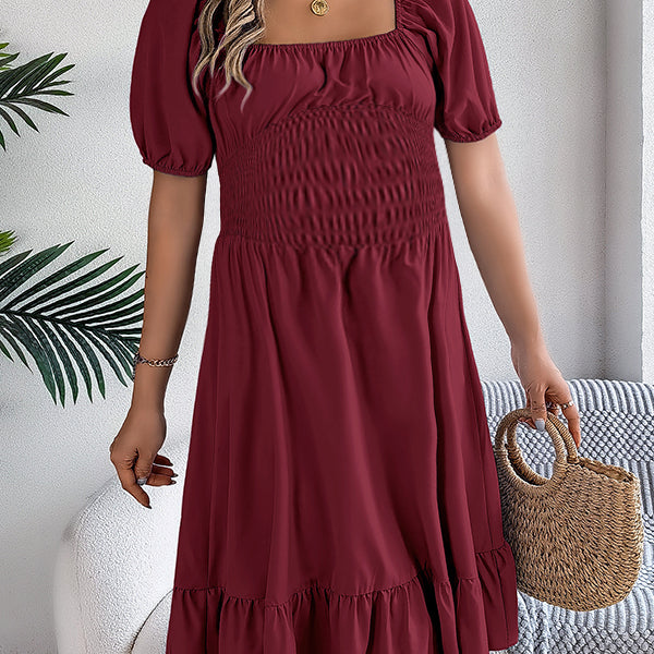 Robes mi-longue grossesse volants bordeaux