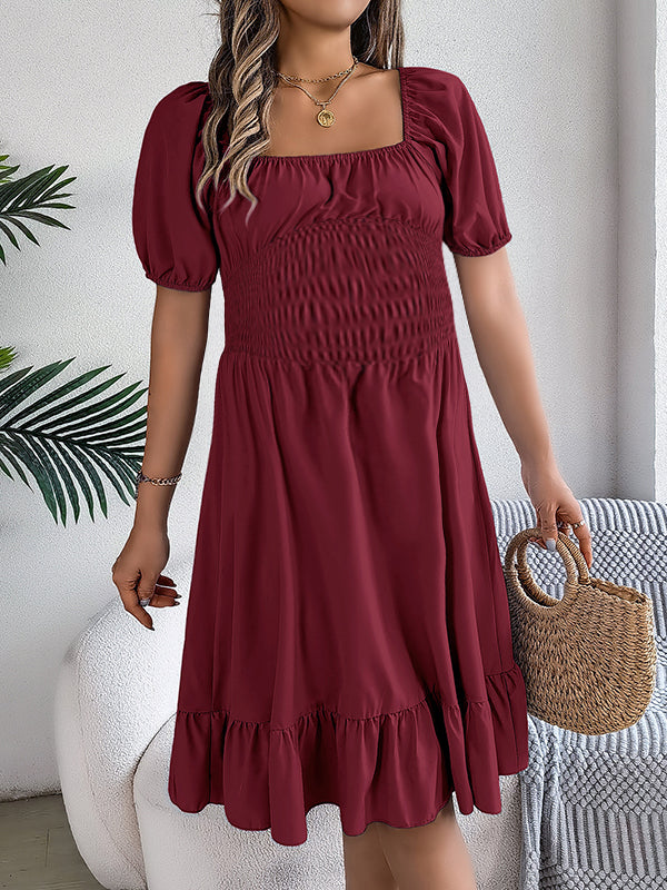 Robes mi-longue grossesse volants bordeaux