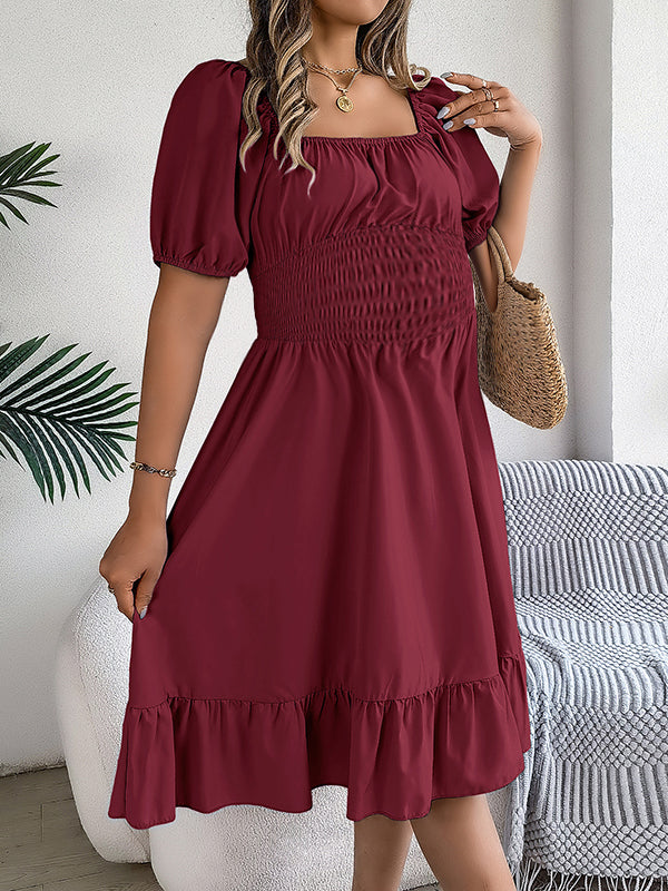 Robes mi-longue grossesse volants bordeaux