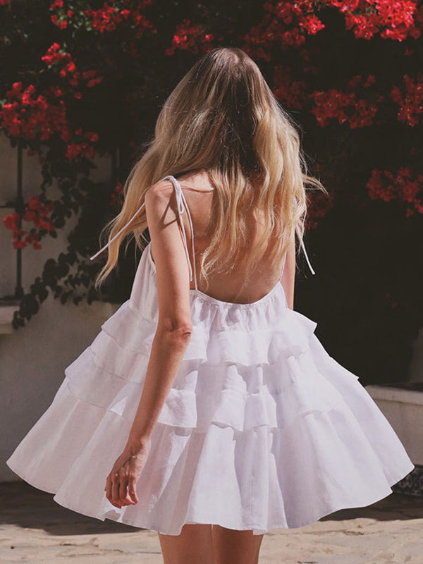Beaumama robe courte grossesse party cocktail froufrou dos nu spaghettiträger tenue de fête femme enceinte