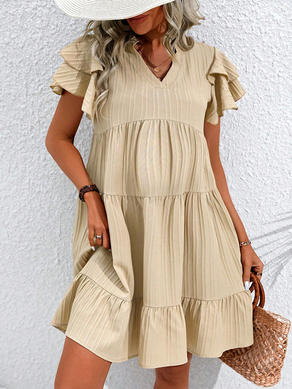 Robes  courte grossesse volants khaki