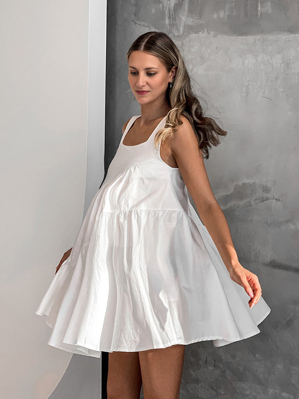 Robes courte grossesse epissage strap blanche