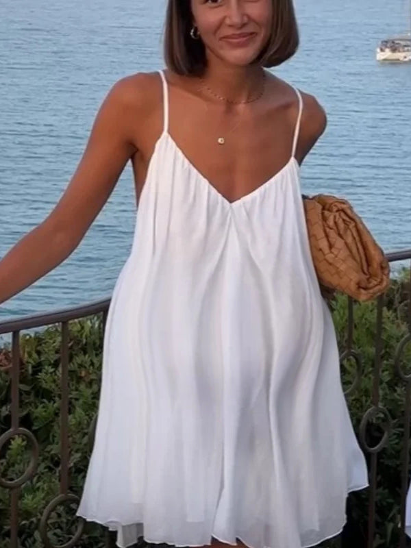 Robe courte grossesse spaghettiträger fluide dos nu blanche