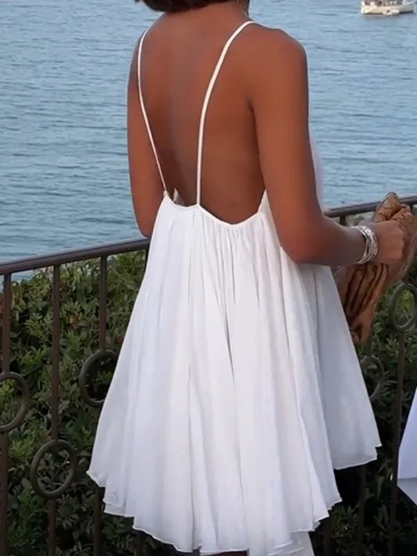Robe courte grossesse spaghettiträger fluide dos nu blanche