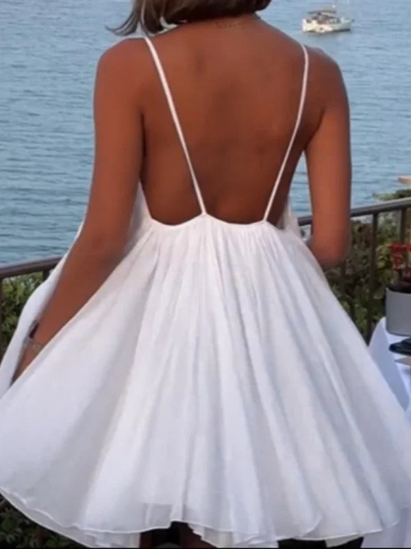 Robe courte grossesse spaghettiträger fluide dos nu blanche