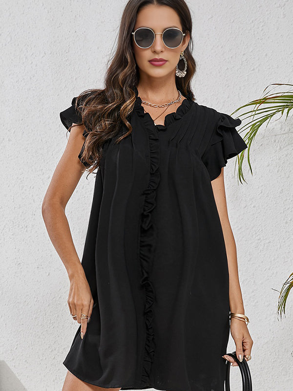 Robes courte grossesse ruchés froncées noir