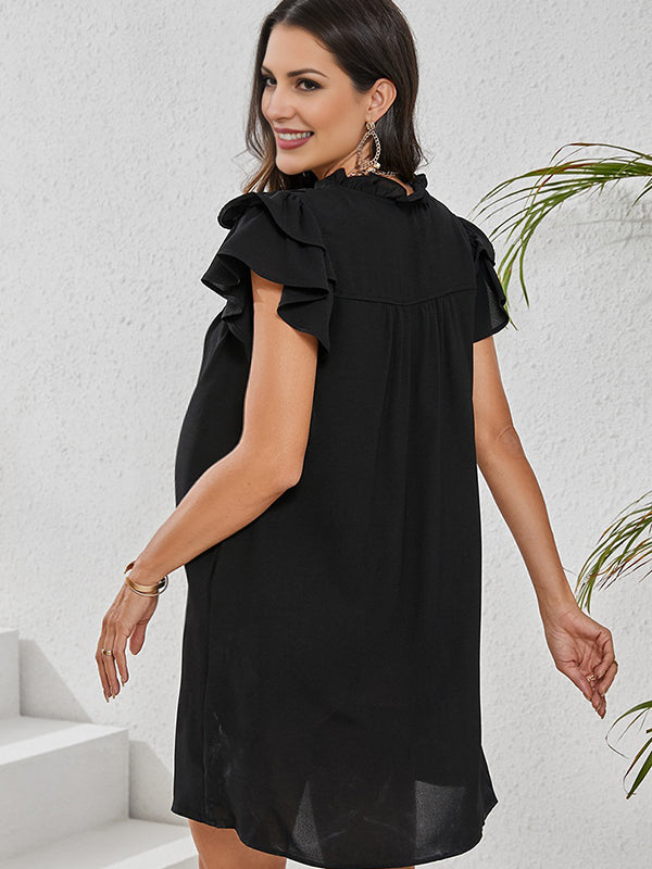 Robes courte grossesse ruchés froncées noir