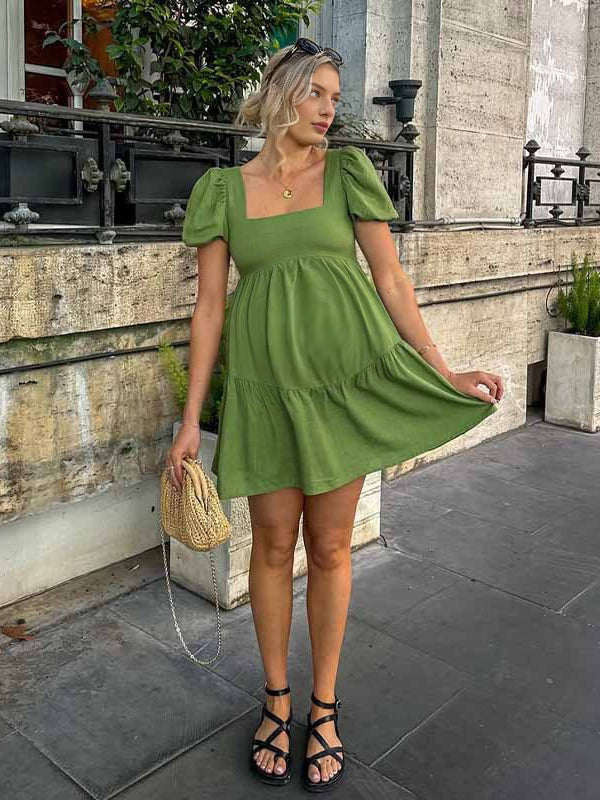 Beaumama robe courte grossesse dos nu vert