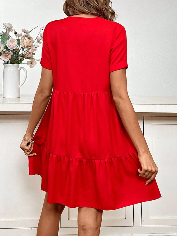 Beaumama robe courte grossesse volants rouge