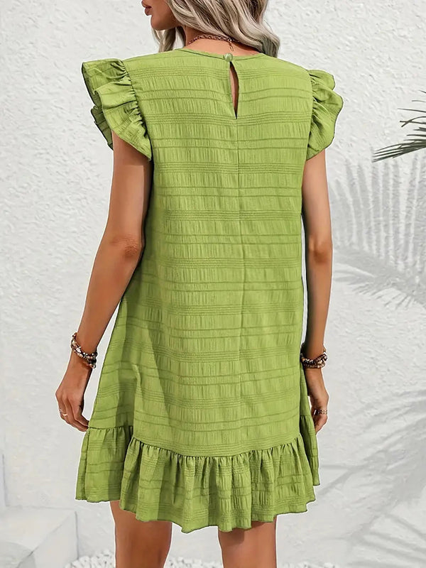Beaumama robe courte grossesse volants vert