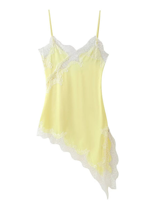 Beaumama robe courte grossesse chic vacances dentelle épissage fendu le côté irrégulier spaghettiträger femme enceinte