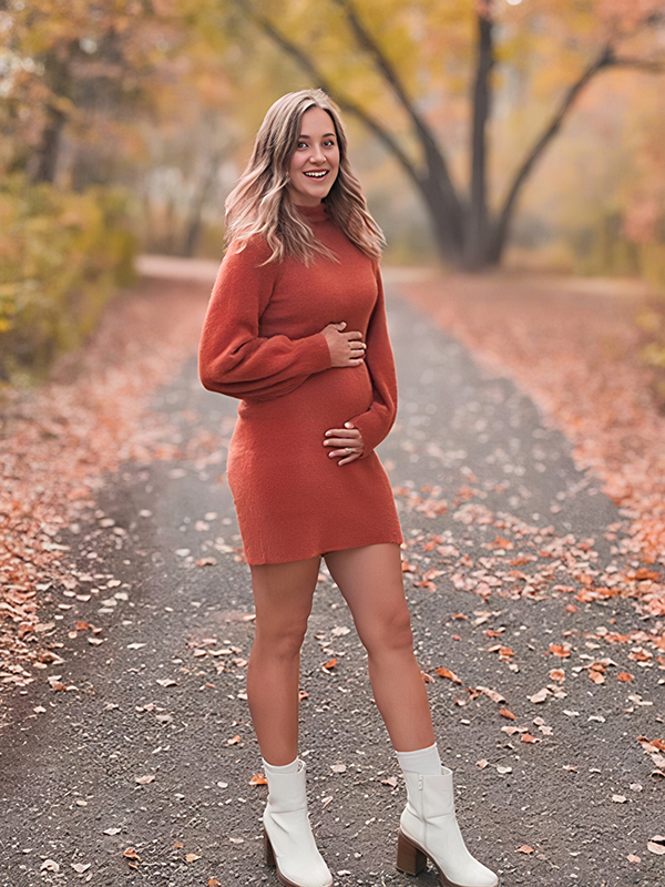 Beaumama robe pulls courte grossesse casual simple crochet tricot moulante femme enceinte