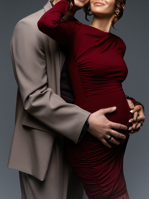 2026.5.13缺货下架Beaumama robes shooting courte grossesse chic cocktail moulante plissé volants femme enceinte