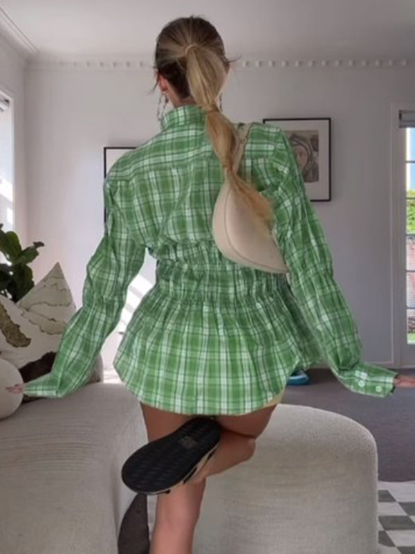 Beaumama blouses grossesse décontracté vacances carreaux plissé volants boutonnage femme enceinte