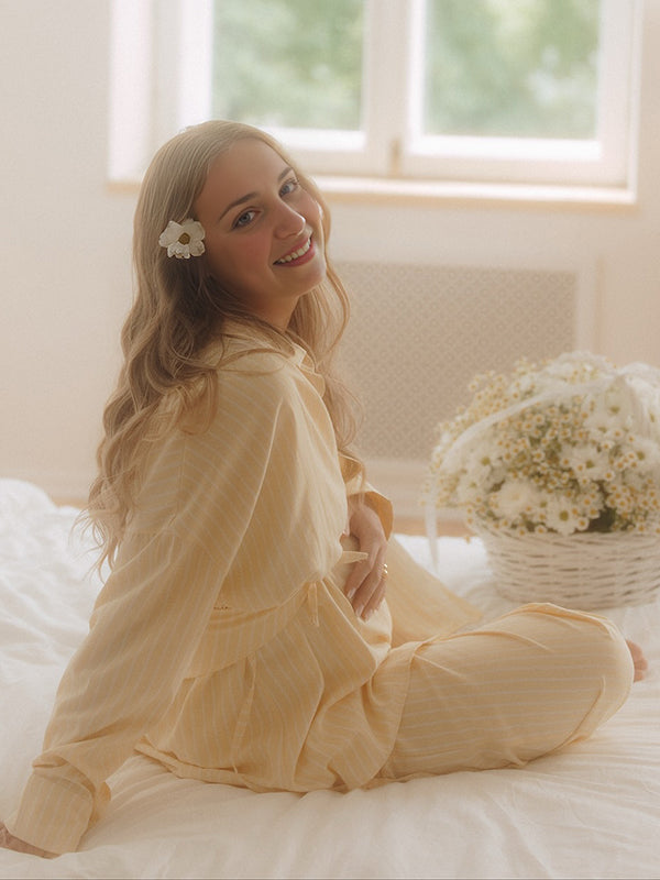 Beaumama blouses pantalons grossesse chic 2 pièces dentelle ceinture irrégulier shooting femme enceinte